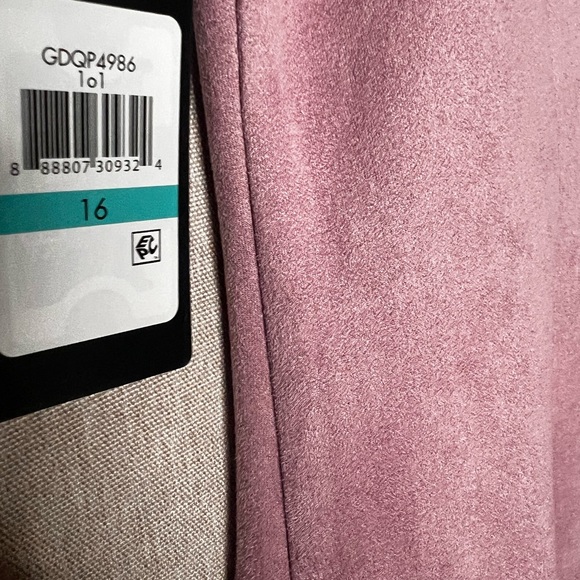 Size 16 Guess Faux Suede Sleeveless Midi Dress w/ Slit in Light Mauve - Picture 6 of 7